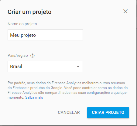 criando projeto no firebase - angular 2 e firebase